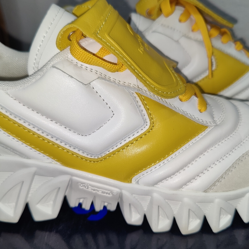 Pantofola D'oro leather womans white and yellow sneakers made in italy size 7.5 - Picture 4 of 7